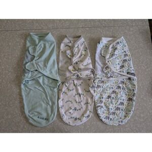 SwaddleMe S/M Sleep Sacks Bundle Gender Neutral Boy Elephants Owl Blue Green